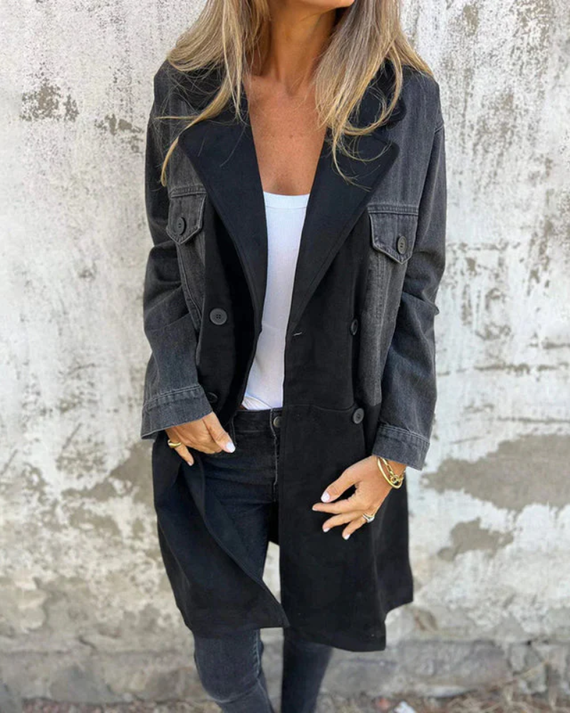 Marites | Moderner Denim- und Wildledermantel