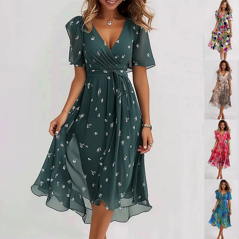 Elena | Leichtes Wickelkleid mit floralem Design