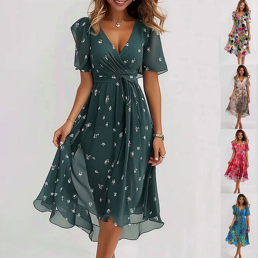 Elena | Leichtes Wickelkleid mit floralem Design
