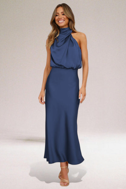 Flavia | Elegantes Satin-Kleid mit Halter-Design