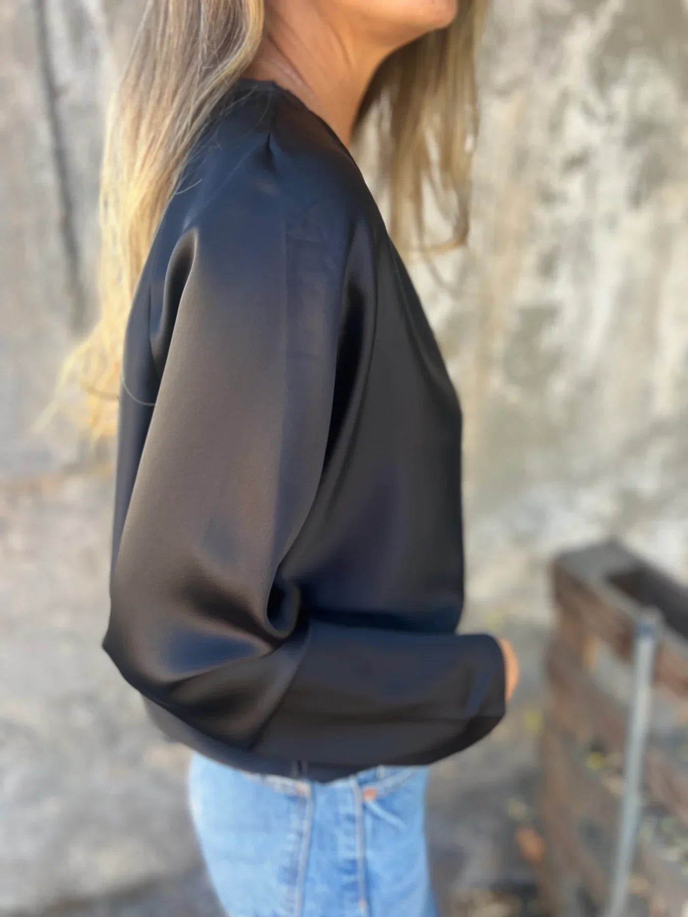 Gerda | Satinbluse mit flexiblem Bund