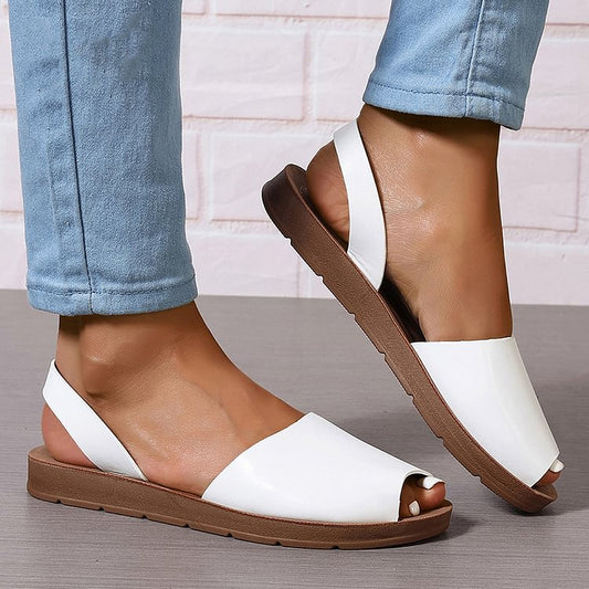 Leichte Einfarbige Peeptoe Slingback Sandalen für die Freizeit