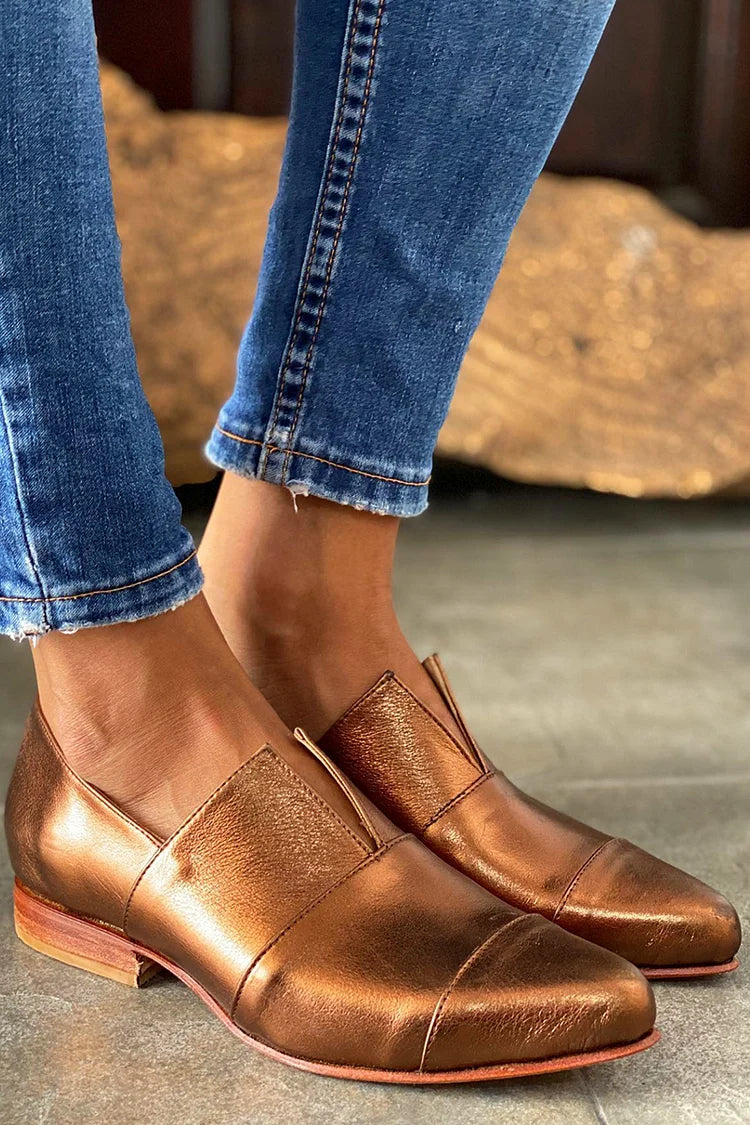 V Nut Spitz Gold Slip-On Loafer