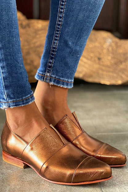 V Nut Spitz Gold Slip-On Loafer