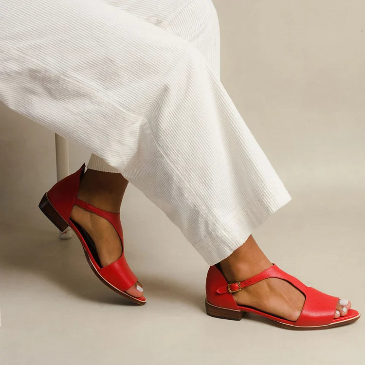 Spitze T-Riemen Peep-Toe Sandalen mit Ausschnitt