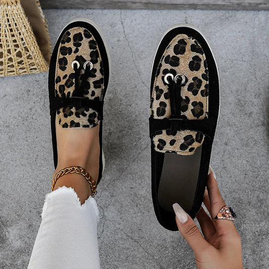 Leopardenmuster Retro-Slipper mit Knoten-Details