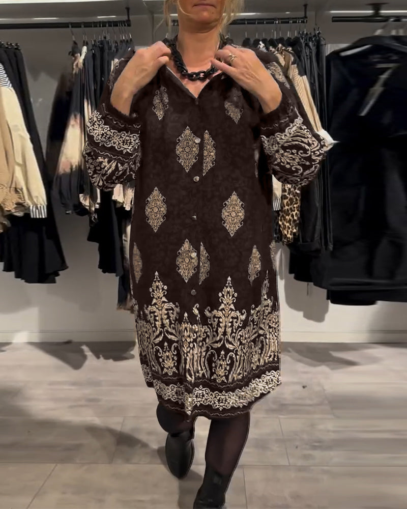 Seraphina | Vintage Kleid mit Revers und Knopfdetails