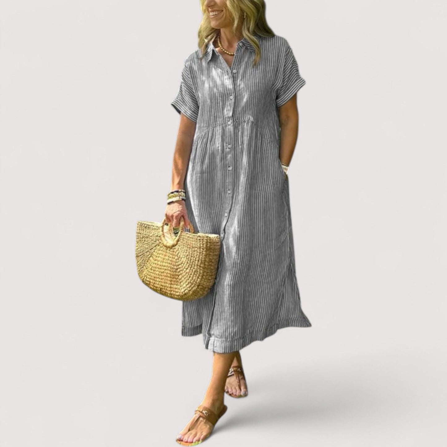 Rea™ | Gestreiftes Hemdblusenkleid für Damen