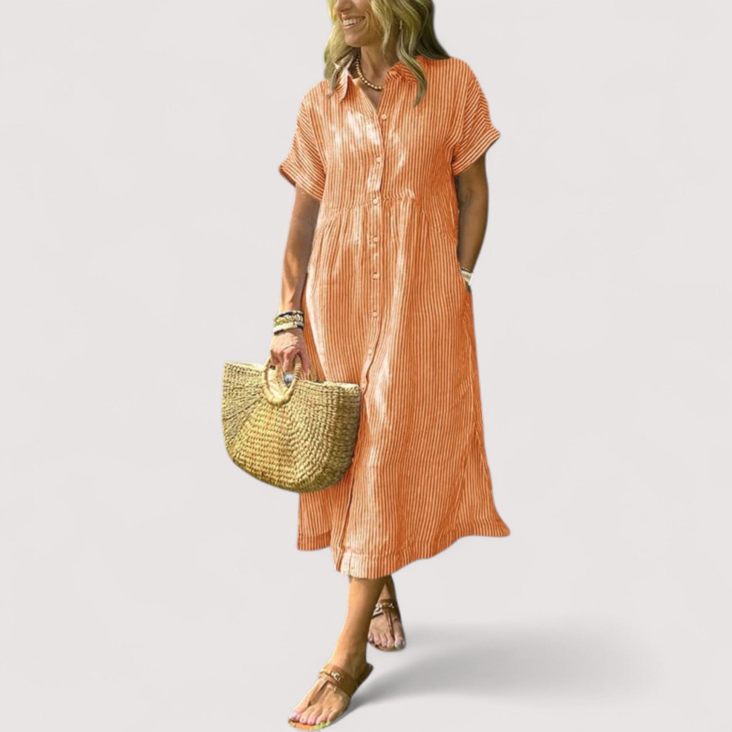 Rea™ | Gestreiftes Hemdblusenkleid für Damen