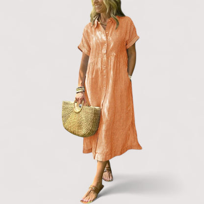 Rea™ | Gestreiftes Hemdblusenkleid für Damen