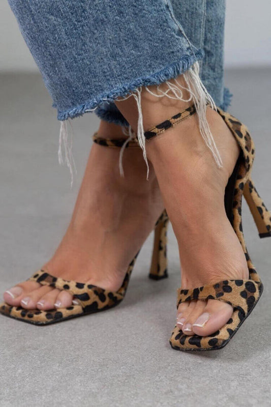 Leopard Print Offene Zehen High Heel Sandalen