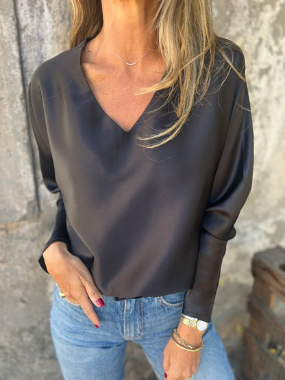 Gerda | Satinbluse mit flexiblem Bund