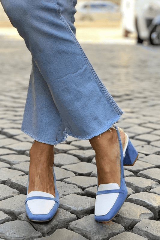 Stylish Patchwork Blue Heels