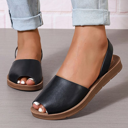 Leichte Einfarbige Peeptoe Slingback Sandalen für die Freizeit