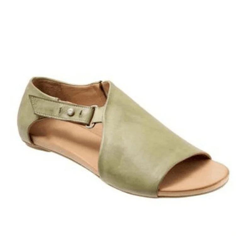 Einfarbige Peep-Toe-Sandalen mit asymmetrischem Schnitt und Schnallenverschluss