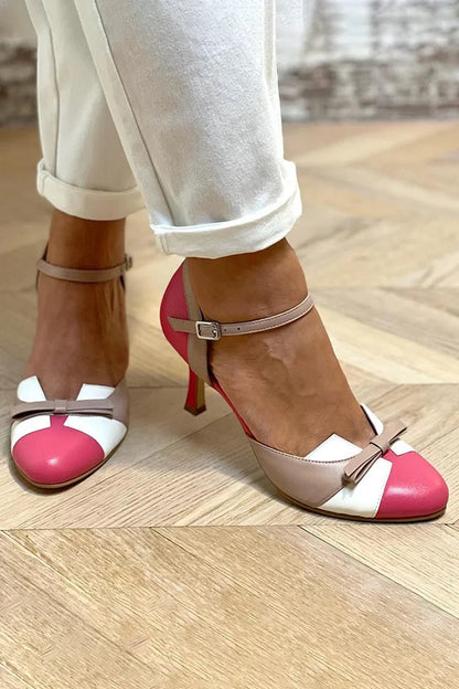 Fuchsia Farbblock Stiletto Pumps mit Rundem Zehen-Design