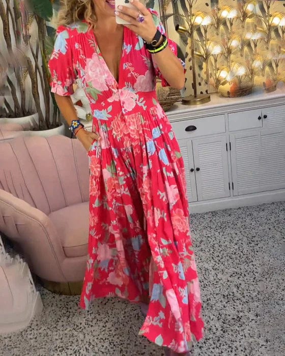 Elina | Elegantes Langarm-Blumenkleid für einen stilvollen Auftritt