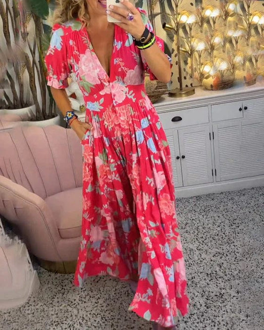 Elina | Elegantes Langarm-Blumenkleid für einen stilvollen Auftritt