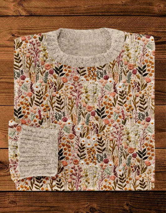 Noa | Bequemer Pullover mit floralem Design