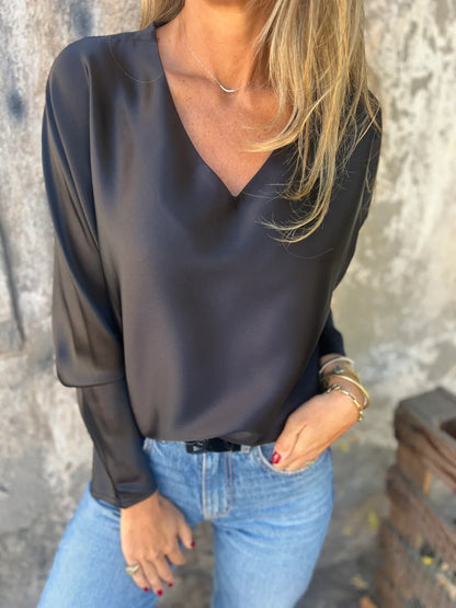 Gerda | Satinbluse mit flexiblem Bund