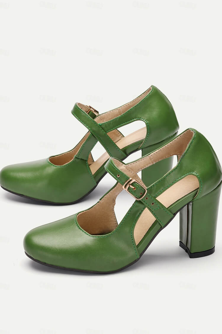 Vintage Knöchelriemen Pumps mit Cut-Outs