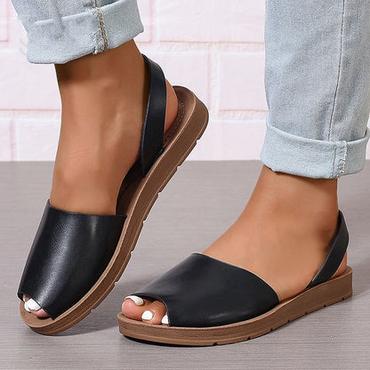 Leichte Einfarbige Peeptoe Slingback Sandalen für die Freizeit