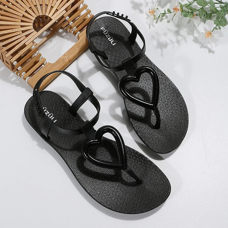 Bequeme herzförmige Flip-Flops mit Knöchelriemen