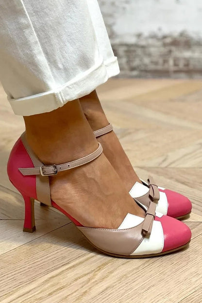 Fuchsia Farbblock Stiletto Pumps mit Rundem Zehen-Design