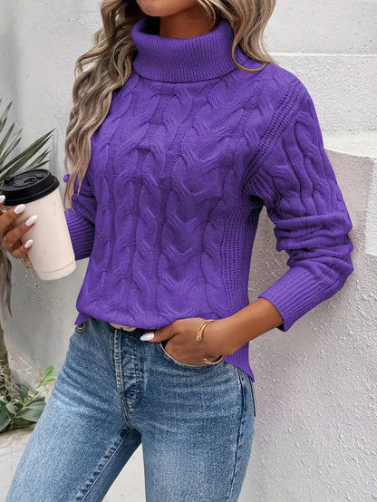 Clémence | Eleganter Rollkragenpullover mit Zopfstrick