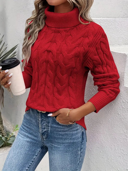 Clémence | Eleganter Rollkragenpullover mit Zopfstrick