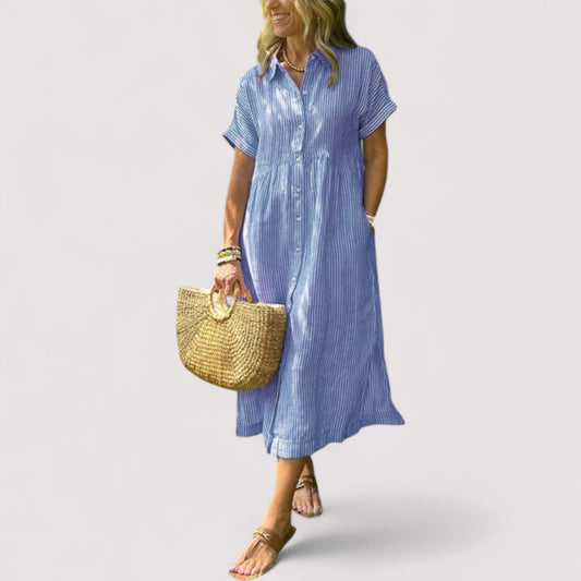 Rea™ | Gestreiftes Hemdblusenkleid für Damen