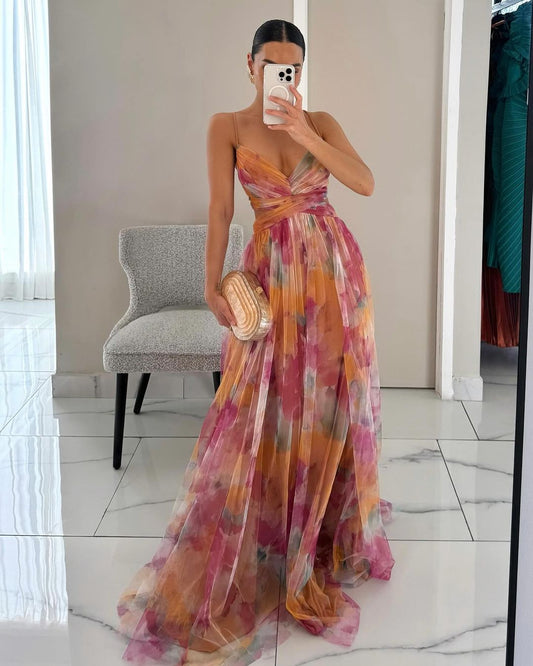 Giselle | Elegantes Maxikleid mit floralen Details