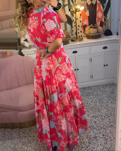 Elina | Elegantes Langarm-Blumenkleid für einen stilvollen Auftritt