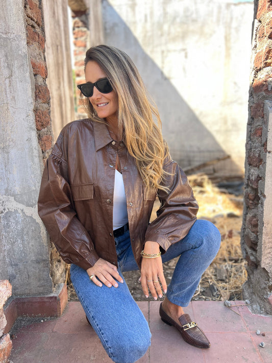 Paula | Eco-Lederjacke mit strukturiertem Design