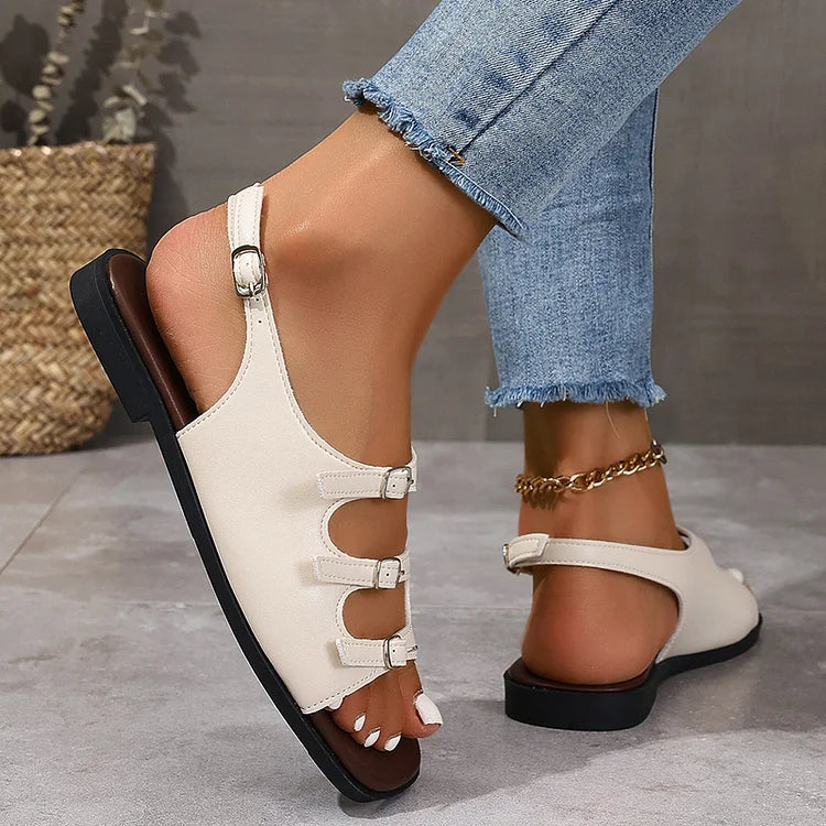 Stylische Cut-Out Slingback Sandalen mit Quadratischer Zehenform und Schnallen