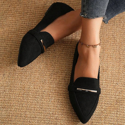 Legierte spitze dekorative Zehenschuhe – Einfarbige flache Slip-Ons mit niedrigem Schaft