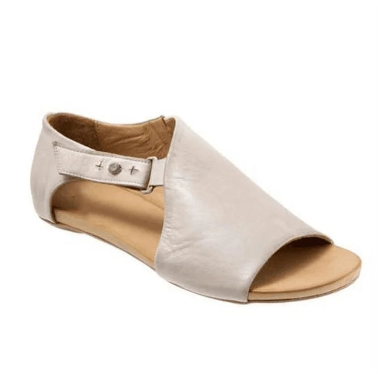 Einfarbige Peep-Toe-Sandalen mit asymmetrischem Schnitt und Schnallenverschluss