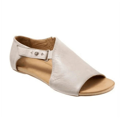 Einfarbige Peep-Toe-Sandalen mit asymmetrischem Schnitt und Schnallenverschluss