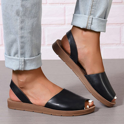 Leichte Einfarbige Peeptoe Slingback Sandalen für die Freizeit