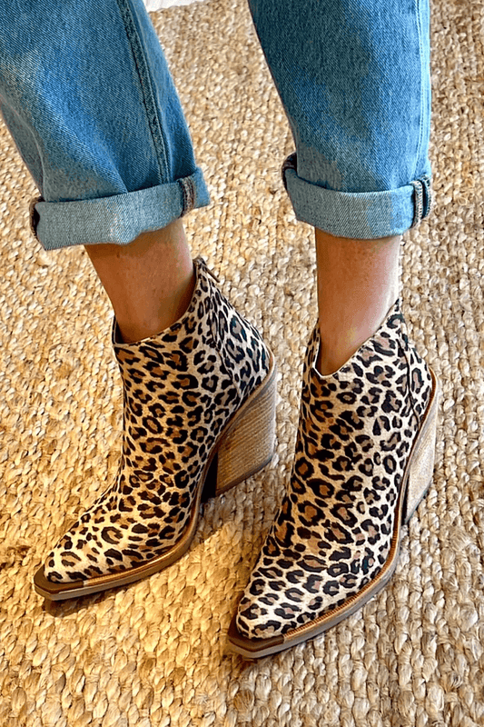 Leopardenmuster Stiefeletten mit Chunky Absatz