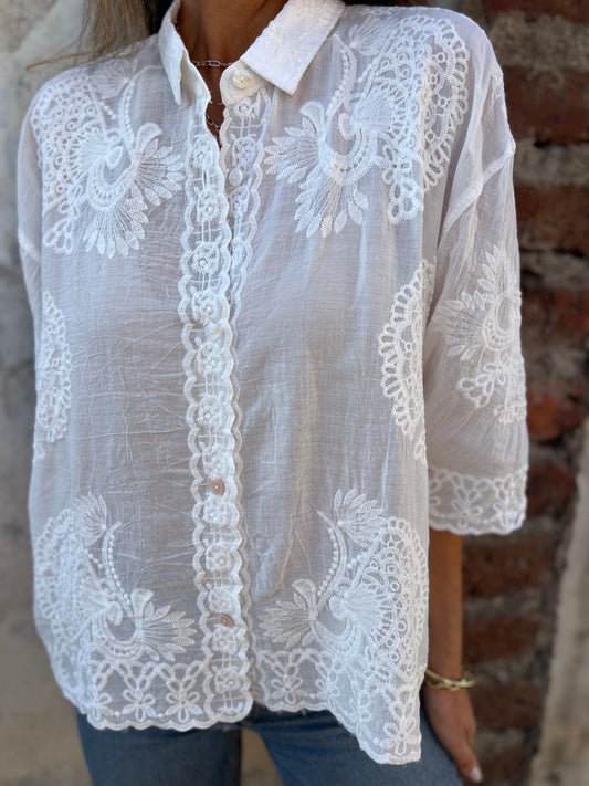 Eva | Elegante Bluse mit feinem Muster