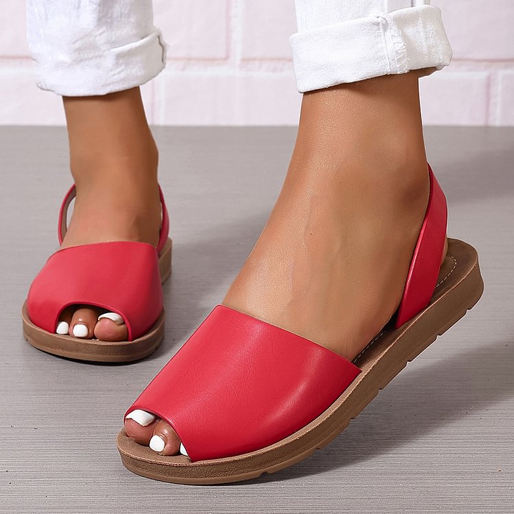 Leichte Einfarbige Peeptoe Slingback Sandalen für die Freizeit