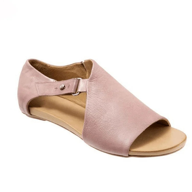 Einfarbige Peep-Toe-Sandalen mit asymmetrischem Schnitt und Schnallenverschluss