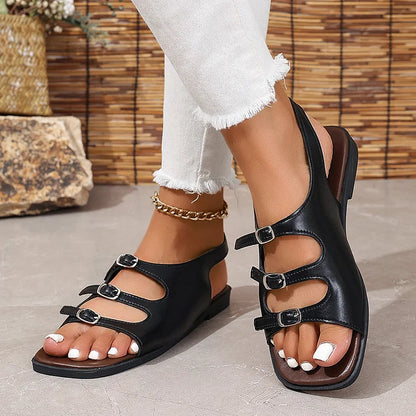 Stylische Cut-Out Slingback Sandalen mit Quadratischer Zehenform und Schnallen