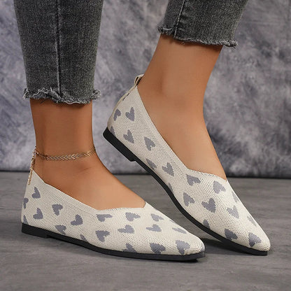 Muster Herz Colorblock Pointed Toe Slip-On Flats