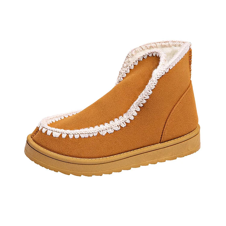 Bequeme, gehäkelte Patchwork-Schneestiefel mit runder Zehenform