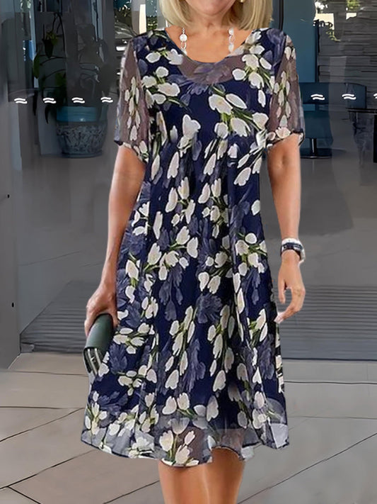 Marina | Doppellagiges Tunika-Kleid mit Blumenmuster