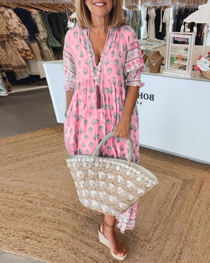 Hiley | Lässiges Printkleid mit halblangen Ärmeln