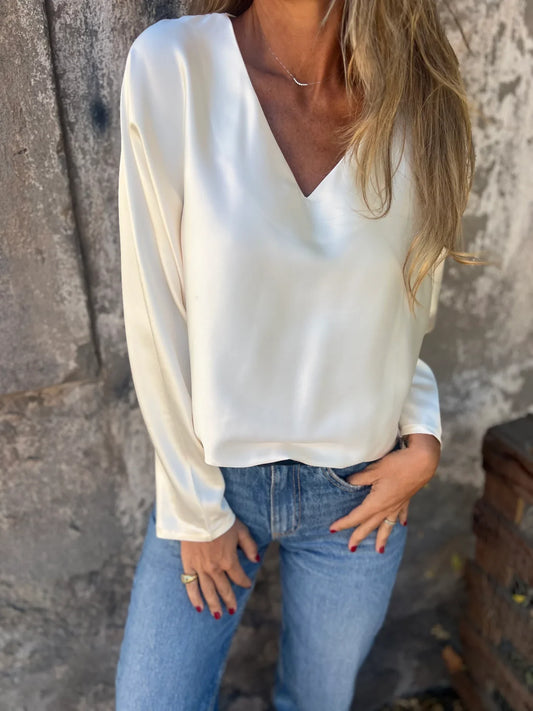 Gerda | Satinbluse mit flexiblem Bund