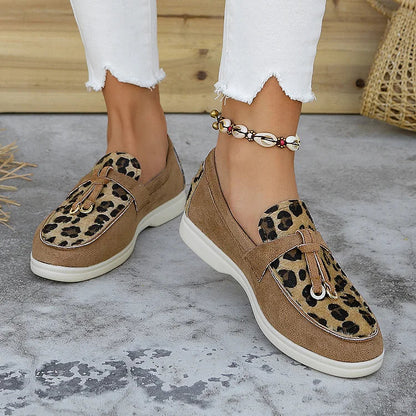 Leopardenmuster Retro-Slipper mit Knoten-Details